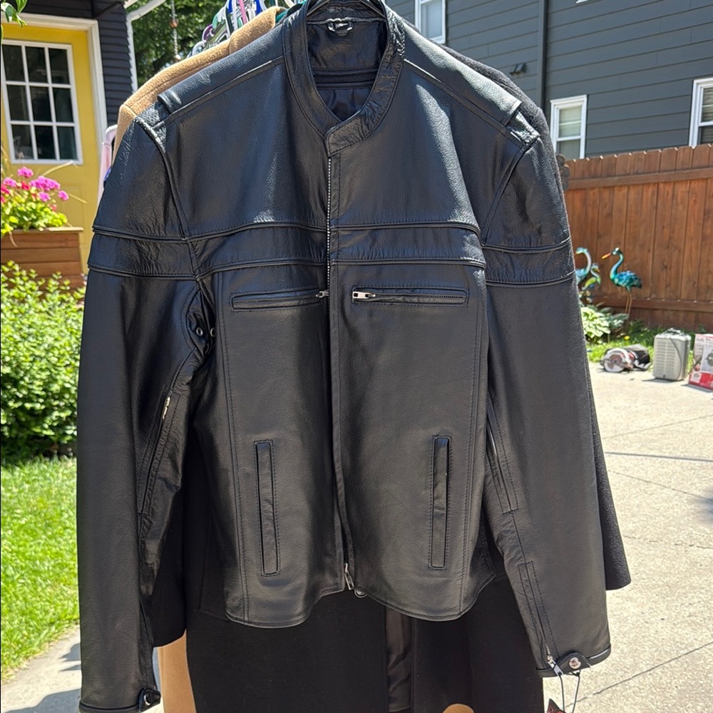 Wilsons Leather Black Bomber Jacket with Structured Shoulders